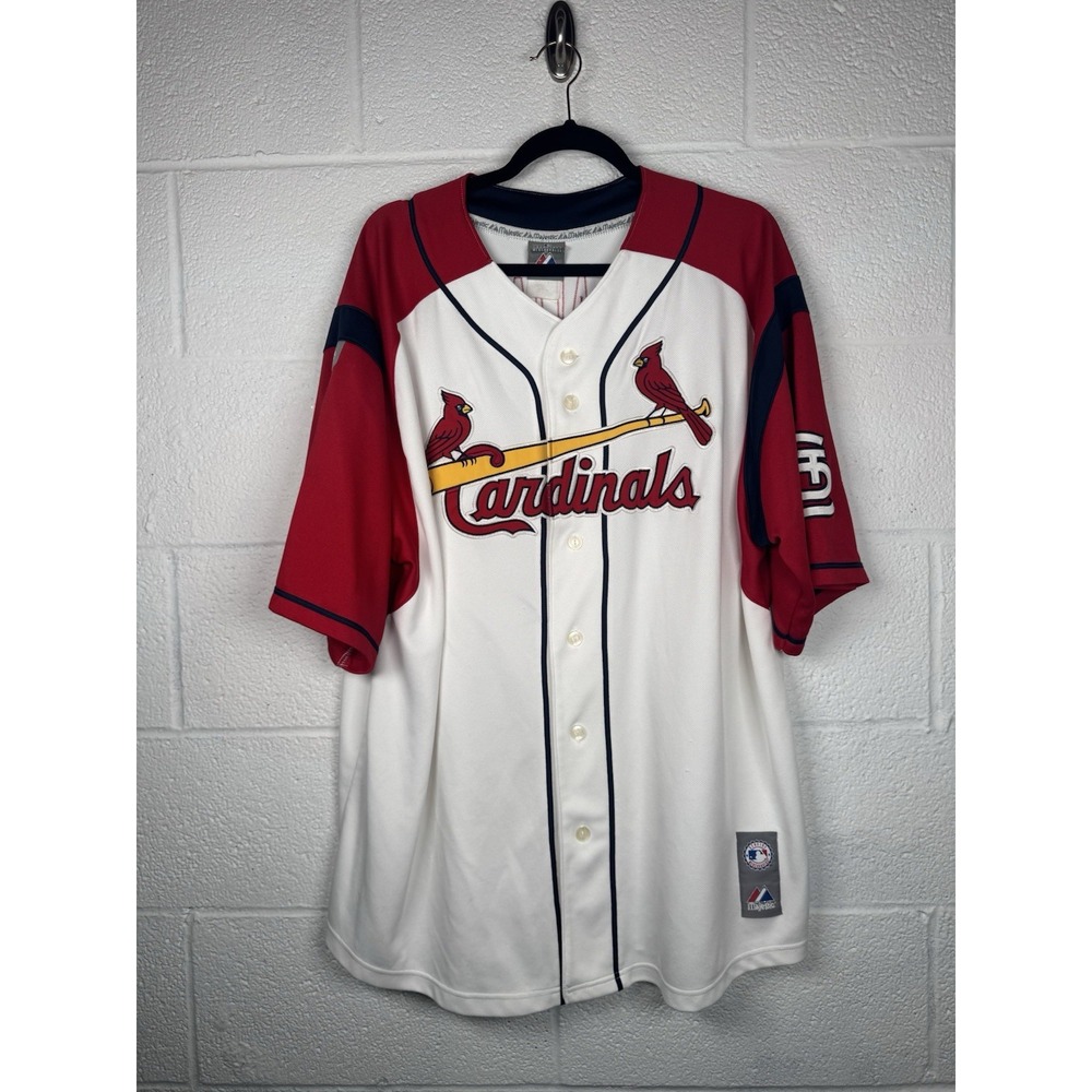 Vtg Majestic St. Louis Cardinals Jim Edmonds #15 Jersey Red White MLB Authentic